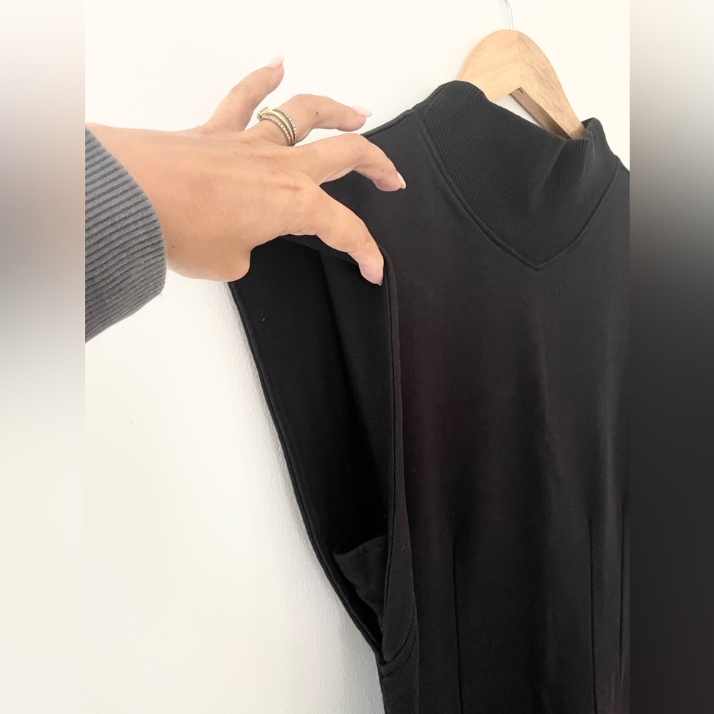 REBECCA MINKOFF black sharp shoulder sleeveless mock neck dress